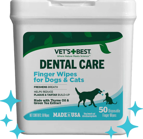 Vet's Best Dental Care Finger Wipes for Dogs & Cats