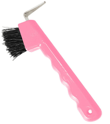 Jacks Hoof Pick with Brush Grooved Handle (6, Pink)