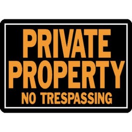 Private Property No Trespassing Sign, Hy-Glo Orange & Black Aluminum, 10 x 14-In.