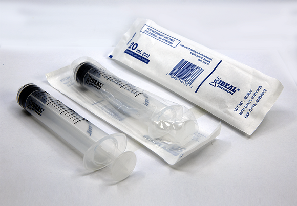 Ideal Disposable Soft-Pack Luer Lock Tip Syringe 20 cc